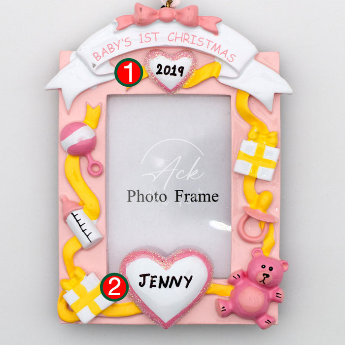 Baby Girl Frame Personalized Christmas Ornament
