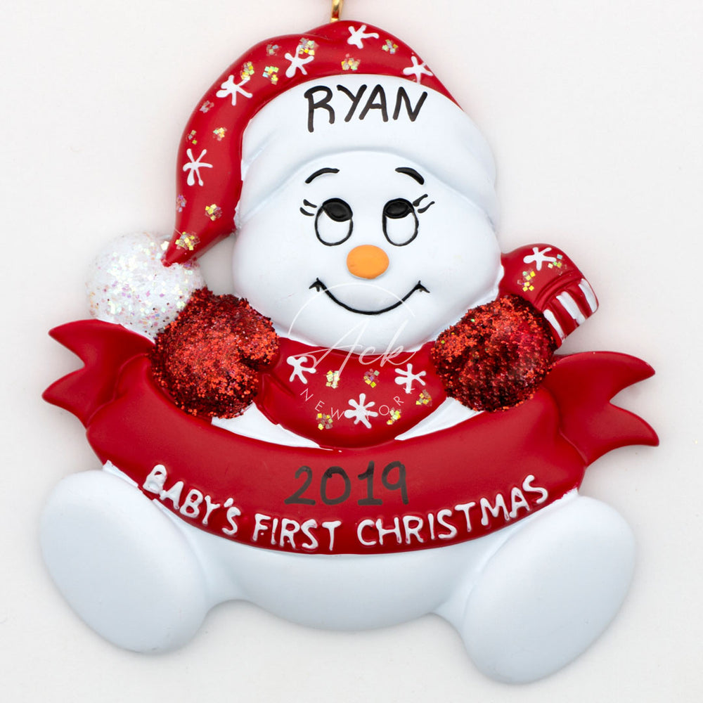 Baby In Red - Personalized Christmas Ornament