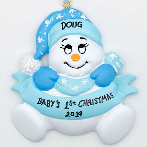 Baby In Blue Personalized Christmas ornament