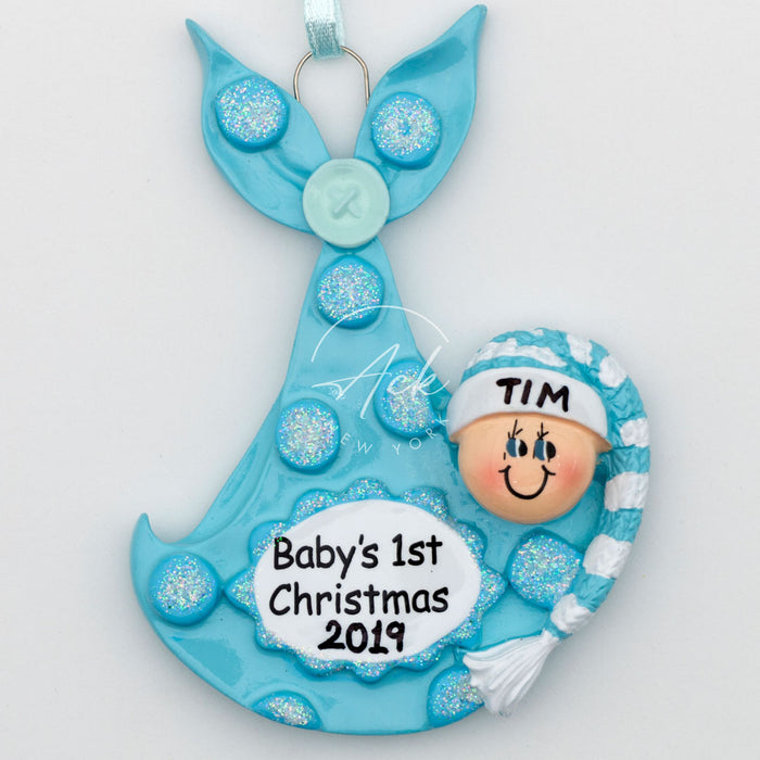 First Christmas Blue Personalized Christmas ornament