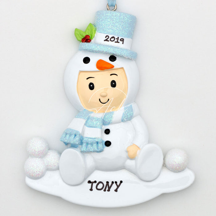 Snow Costume Blue Personalized Christmas ornament