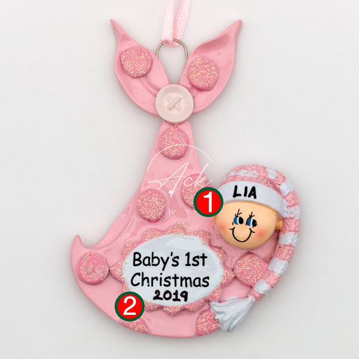 First Christmas Pink Personalized Christmas Ornament