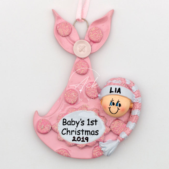 First Christmas Pink Personalized Christmas Ornament