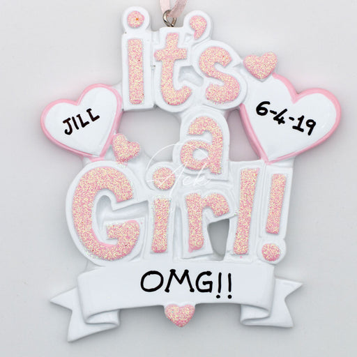 Baby Girl Gender Personalized Christmas Ornament