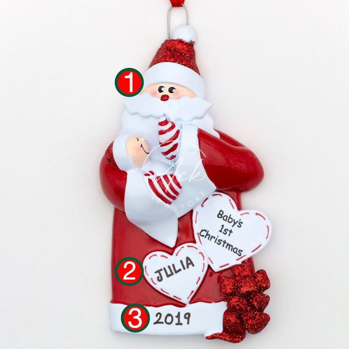Santa Holding Baby Personalized Christmas Ornament