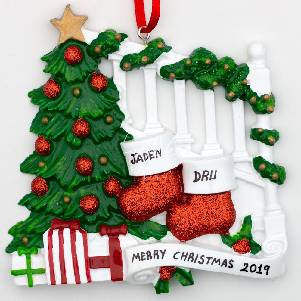 Bannister With Stocking Personalized Christmas Ornament