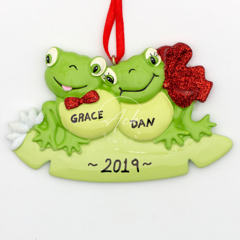 Frog Couple Personalized Christmas Ornament