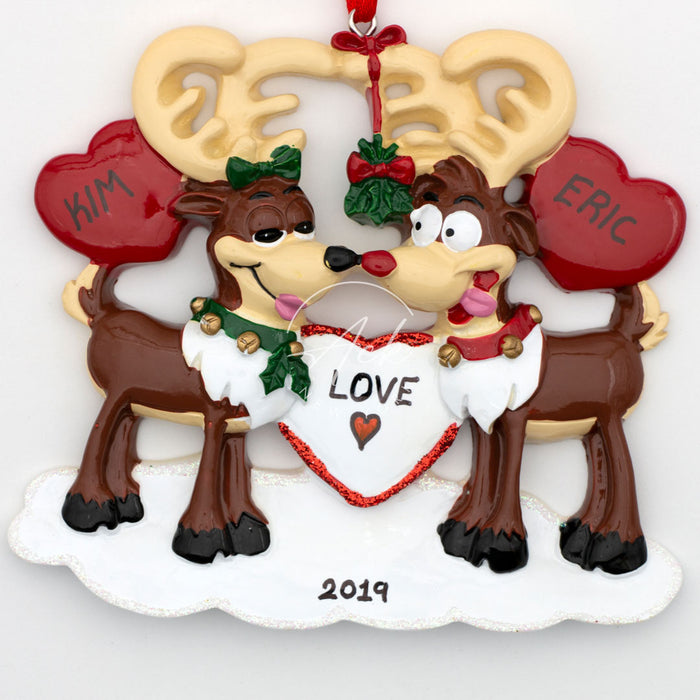 Reindeers In Love Personalized Christmas Ornament