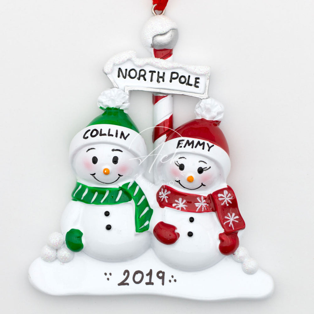 North Pole Couple Personalized Christmas Ornament