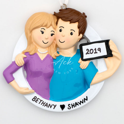 Selfie Couple Personalized Christmas Ornament