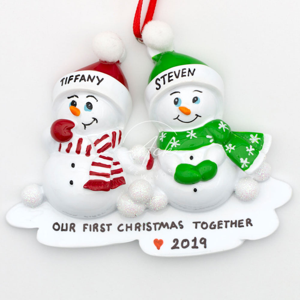 Snow Man and Woman Personalized Christmas Ornament