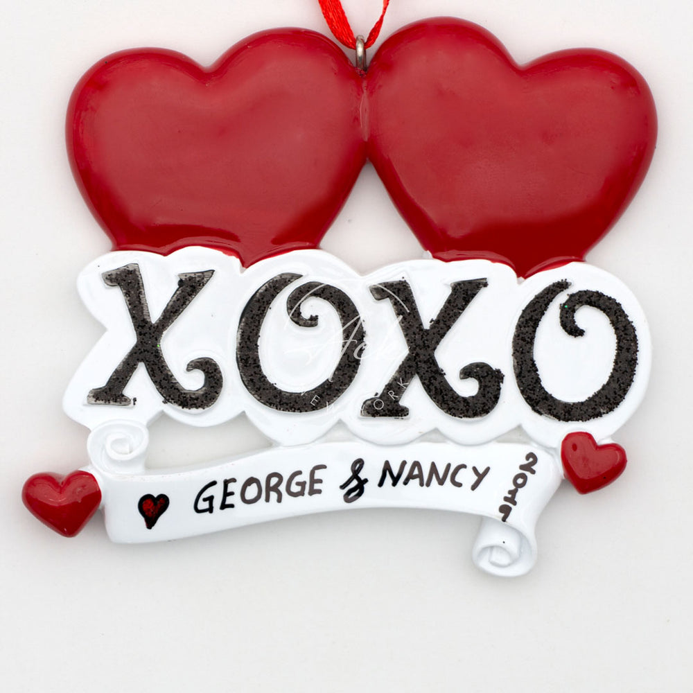 XO Hearts Couple Personalized Christmas Ornament