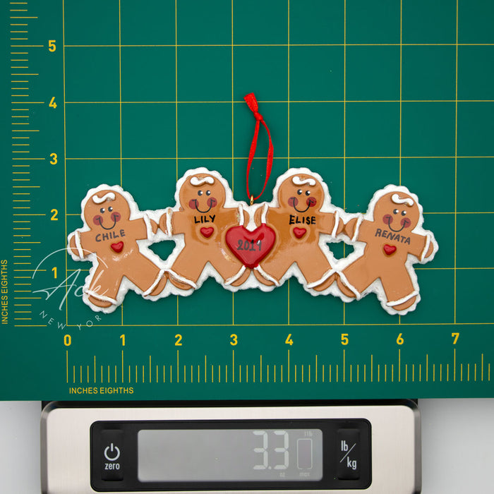 Ginger Family of 4 Personalized Christmas Ornament