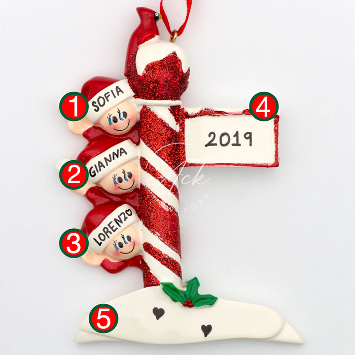 Candy Family of 3 Personalized Christmas Ornament