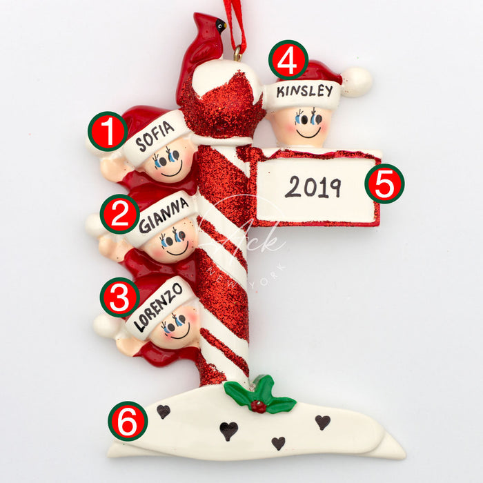 Candy Family of 4 Personalized Christmas Ornament