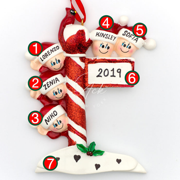 Candy Family of 5 Personalized Christmas Ornament