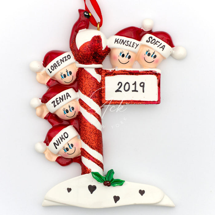 Candy Family of 5 Personalized Christmas Ornament