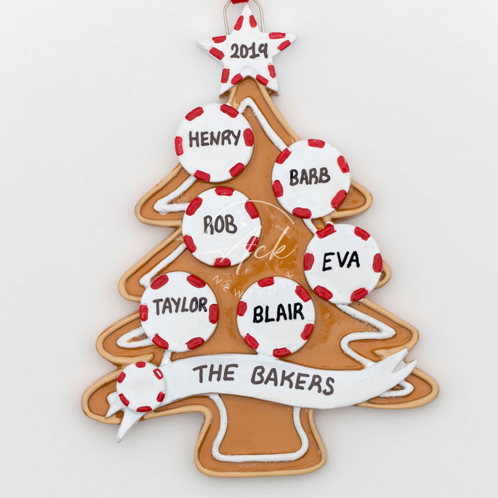 Cookie Tree Family of 6 Personalized Christmas Ornament