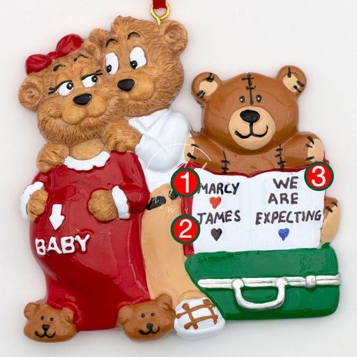 Expecting Bear Couple Personalized Christmas Ornament