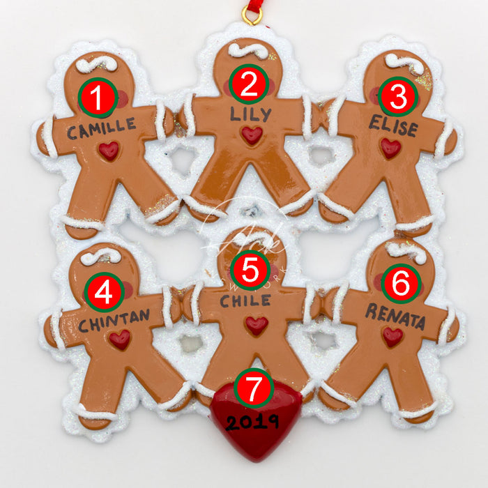 Ginger Family of 6 Personalized Christmas Ornament