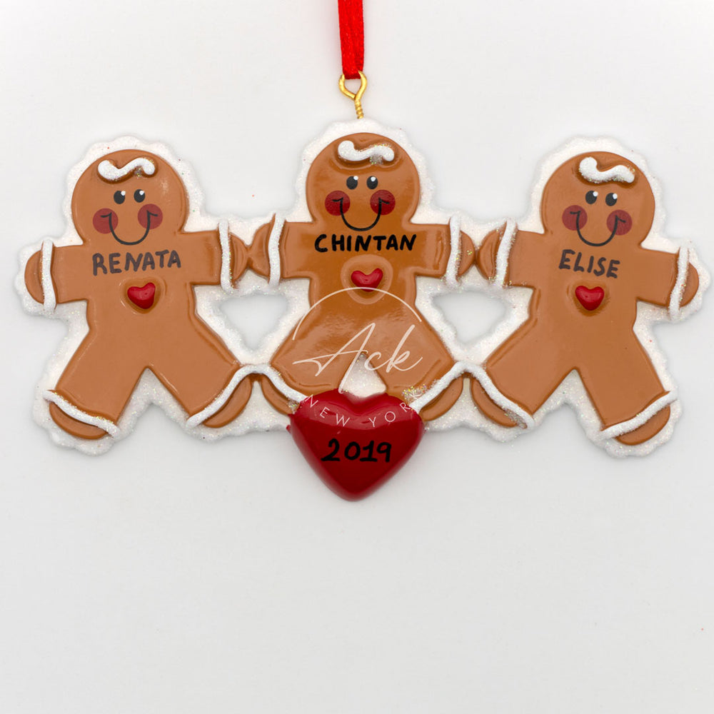 Ginger Family of 3 Personalized Christmas Ornament