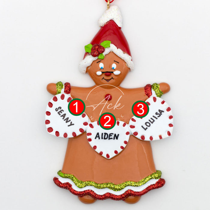Ginger Grandma of 3 Personalized Christmas Ornament