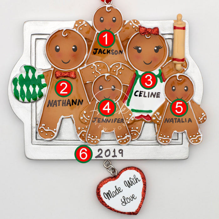 Made With Love Family of 5 Personalized Christmas Ornament