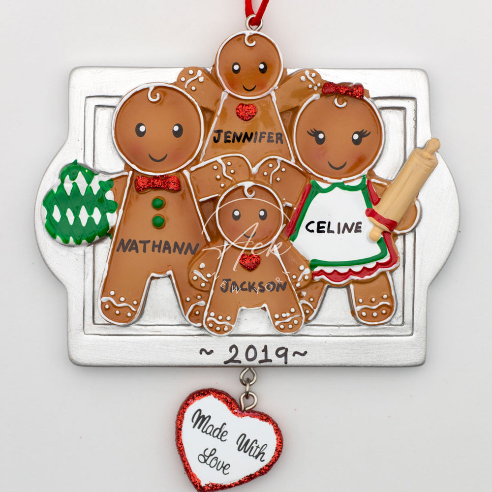 Made With Love Family of 4 Personalized Christmas Ornament