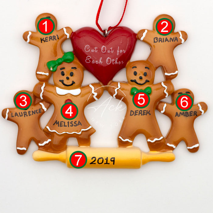 Gingers Together Family of 6 Personalized Christmas Ornament