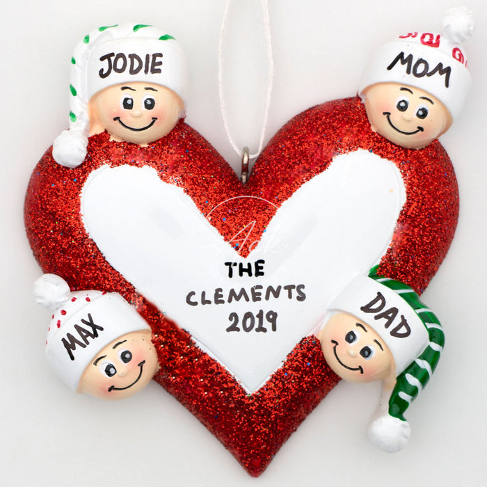 Love Family of 4 Personalized Christmas Ornament