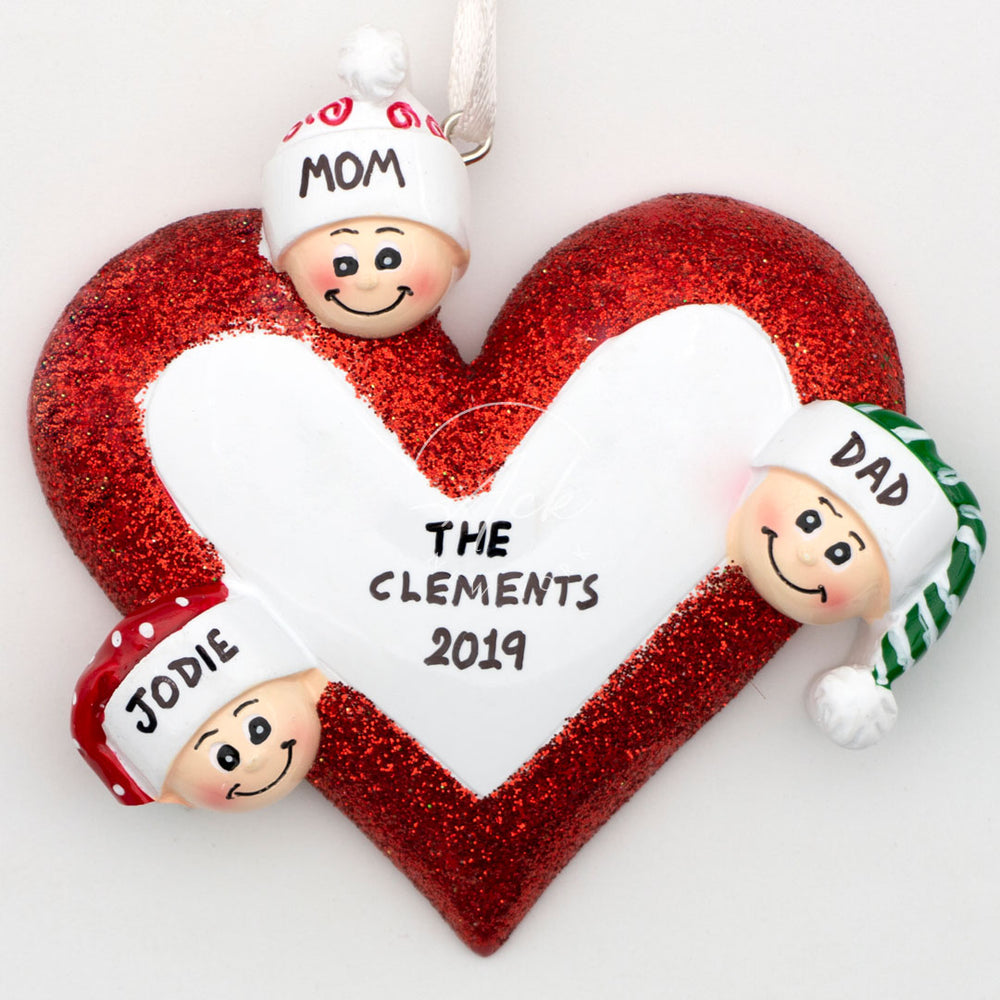Love Family of 3 Personalized Christmas Ornament