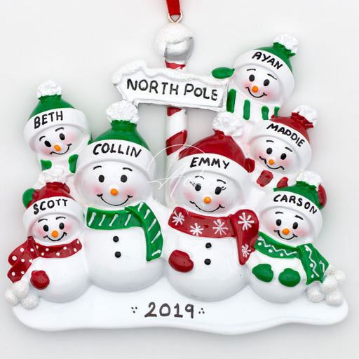 North Pole Family of 7 Personalized Christmas Ornament