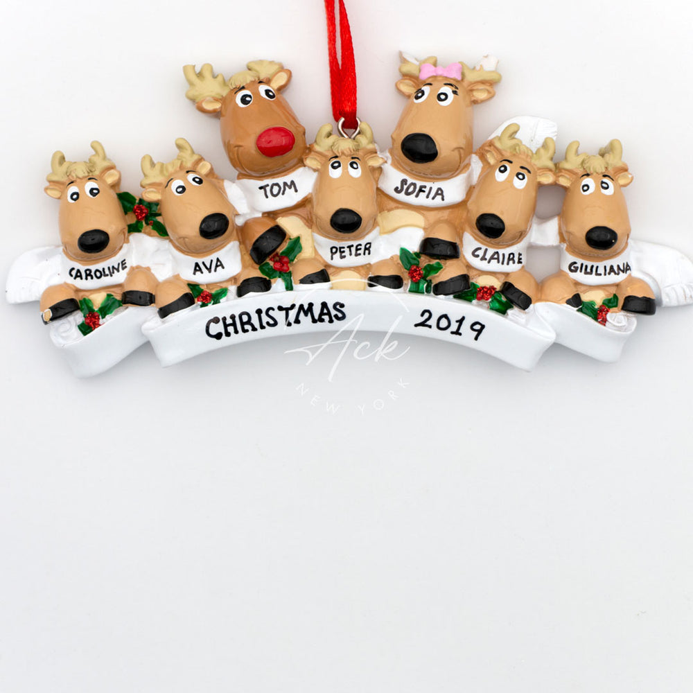 Reindeer Beta Family of 7 Personalized Christmas Ornament