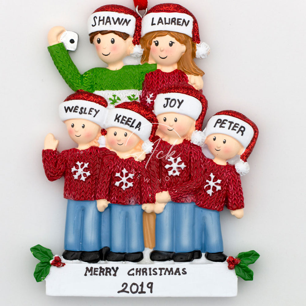 Selfie Family of 6 Personalized Christmas Ornament