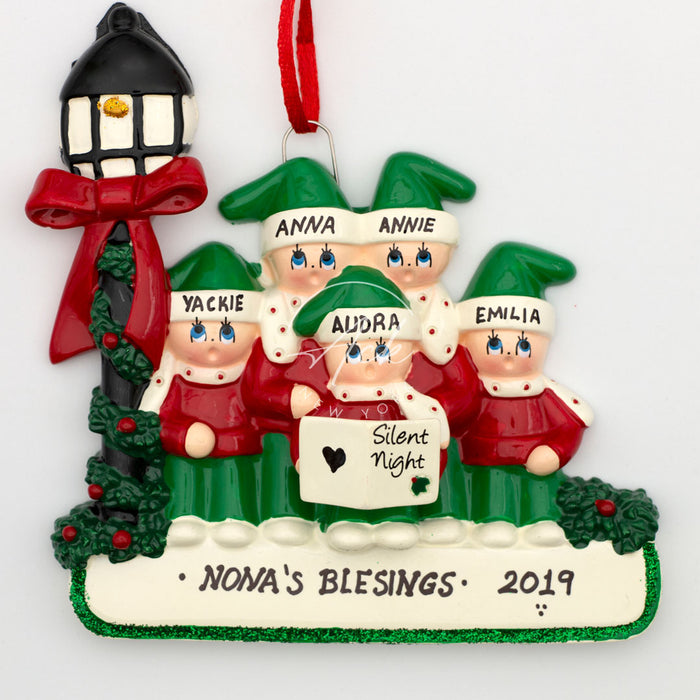 Silent Family of 5 Personalized Christmas Ornament