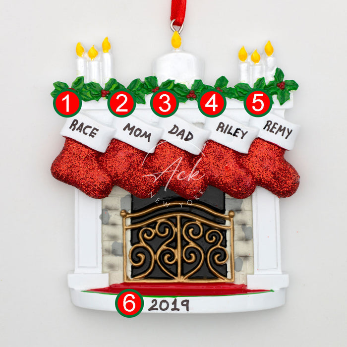 Chimney Family of 5 Personalized Christmas Ornament