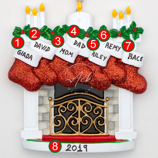 Chimney Family of 7 Personalized Christmas Ornament