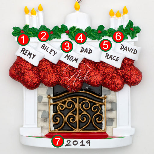 Chimney Family of 6 Personalized Christmas Ornament