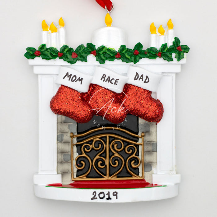 Chimney Family of 3 Personalized Christmas Ornament