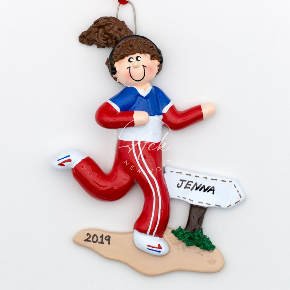 Running Girl Personalized Christmas Ornament