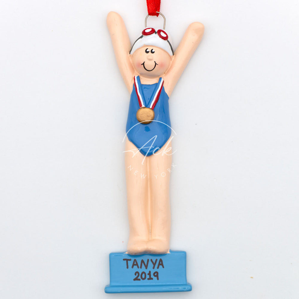 Medal Swimming Boy Personalized Christmas Ornament