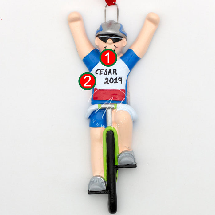 Cycling Boy Personalized Christmas Ornament
