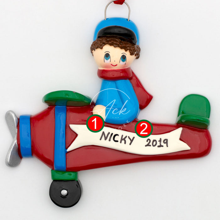 Plane Boy Personalized Christmas Ornament
