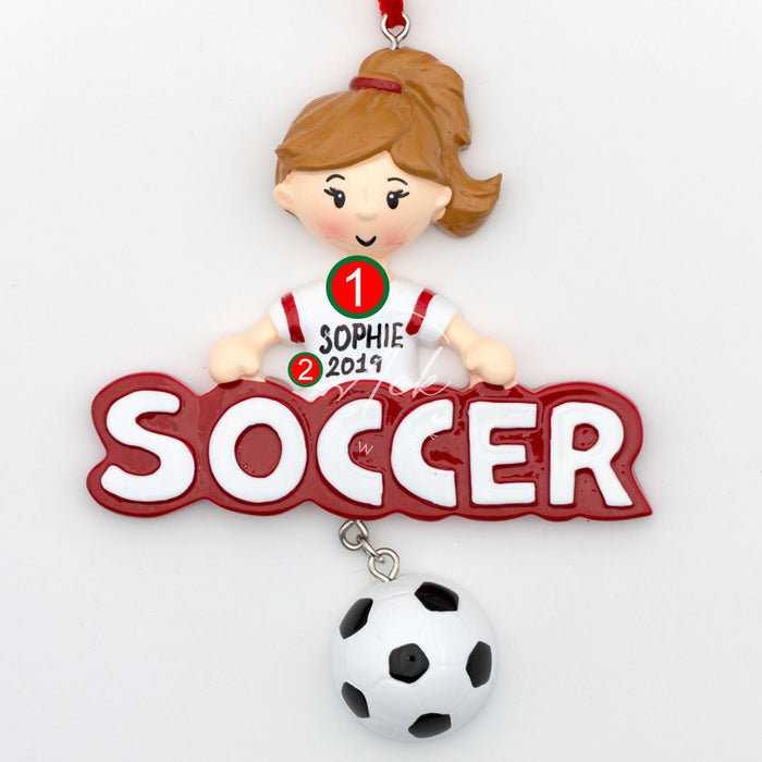 Soccer  Girl Personalized Christmas Ornament