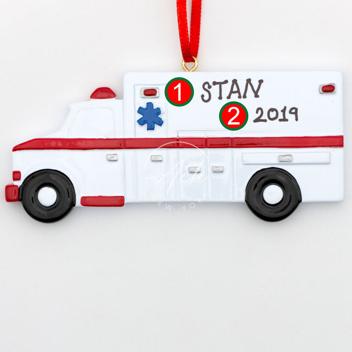 Ambulance Personalized Christmas Ornament
