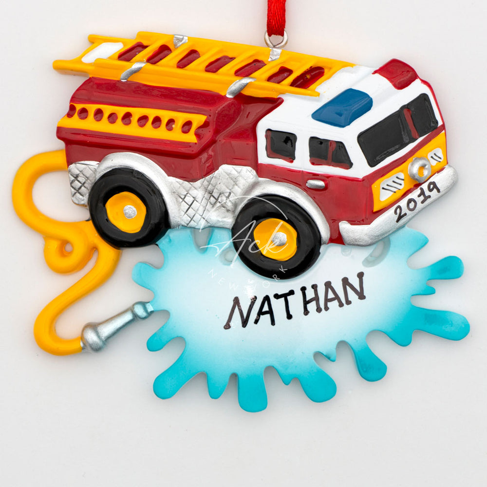 Fire Fighter Truck Personalized Christmas Ornament