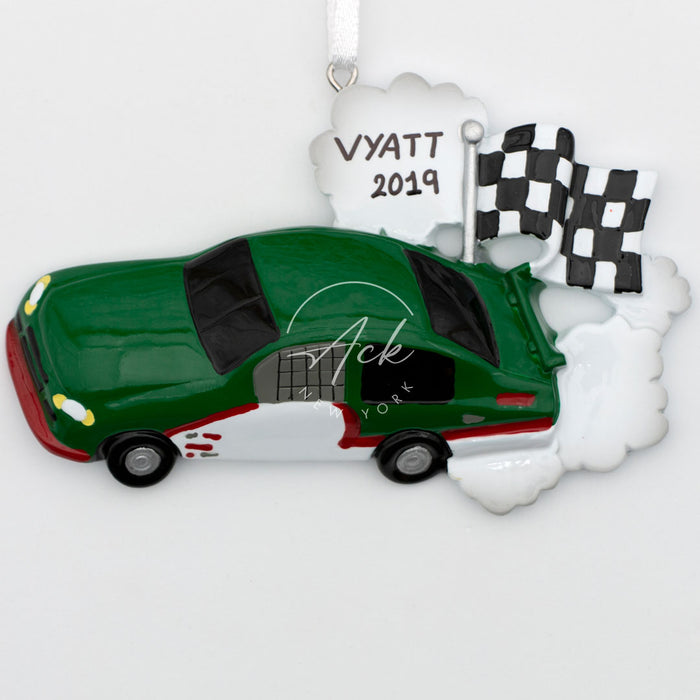 Green Car Personalized Christmas Ornament