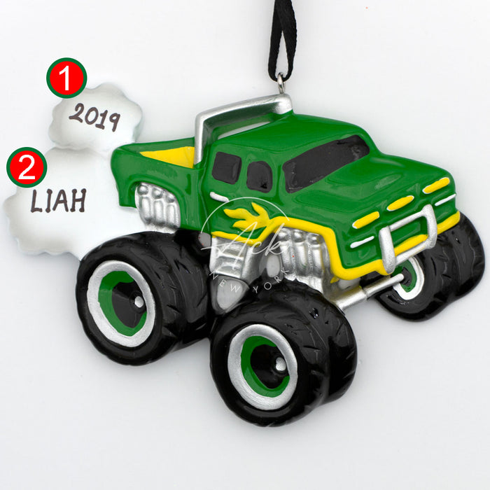 Green Truck Personalized Christmas Ornament
