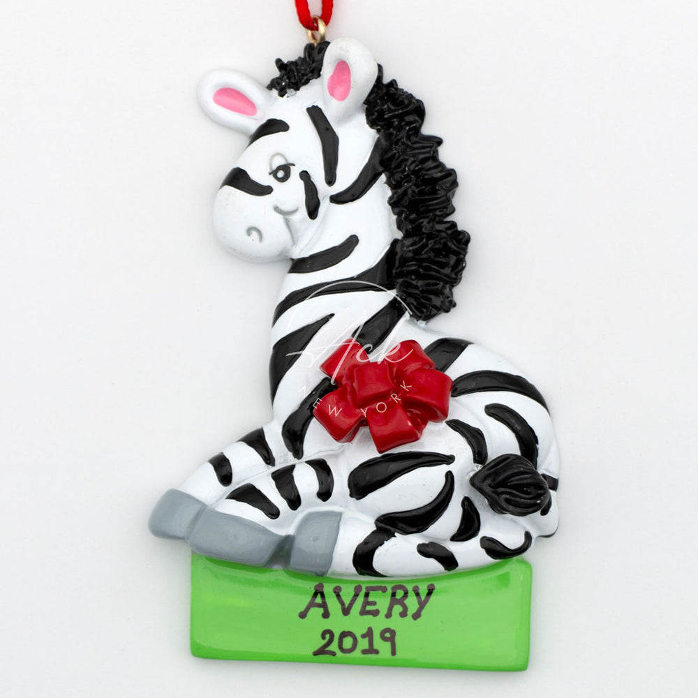 Zebra Personalized Christmas Ornament