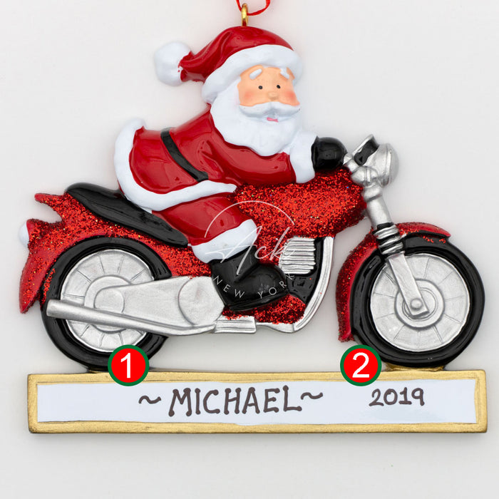 Biker Santa Personalized Christmas Ornament